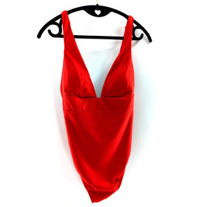 Andie Red One Piece Swimsuit Sardinia Plunge V Neck Small Tall